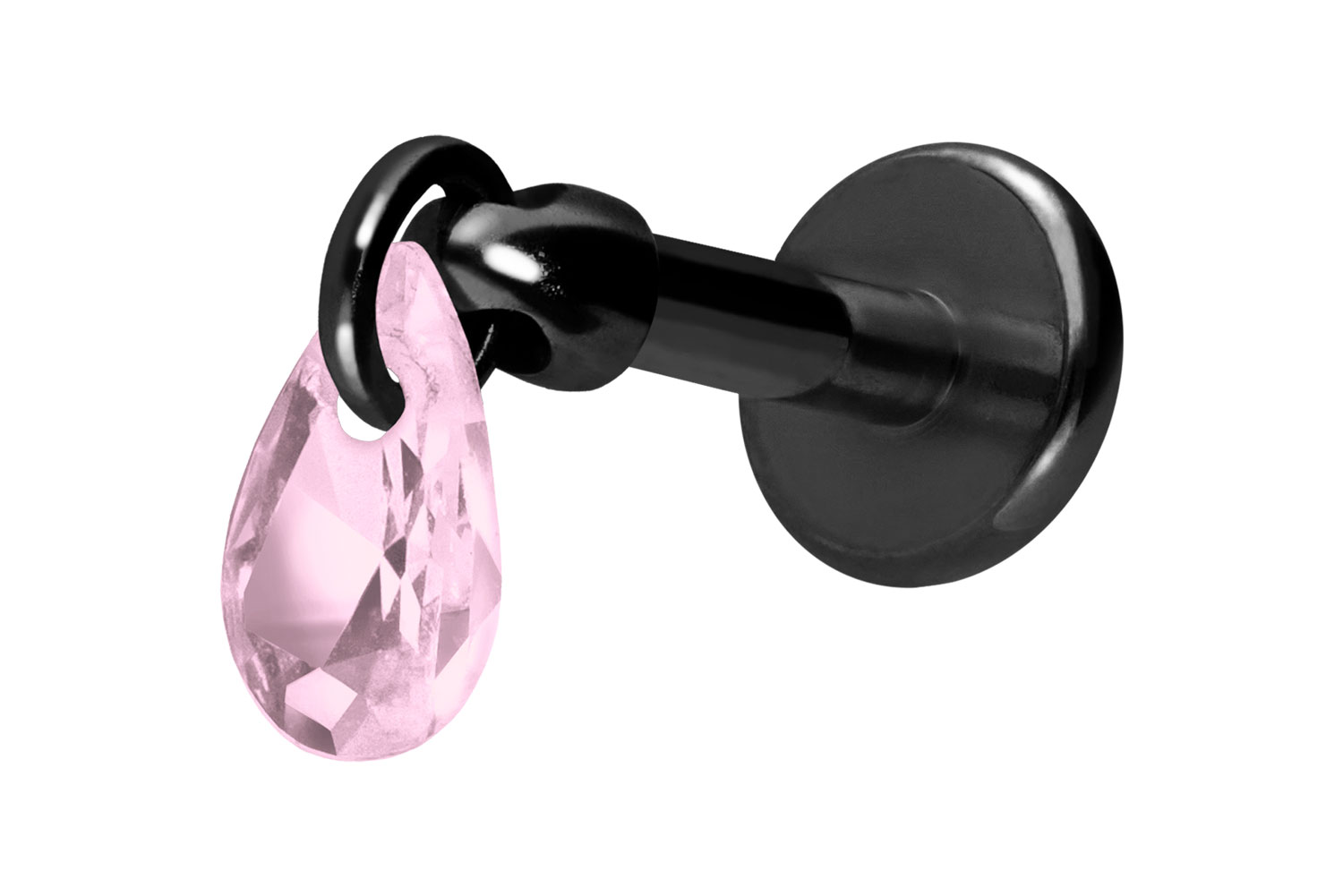 Titan Labret Piercing mit Innengewinde KRISTALLTROPFEN